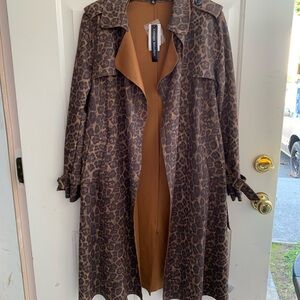 Catherine Malandrino Leopard Print Trench Coat